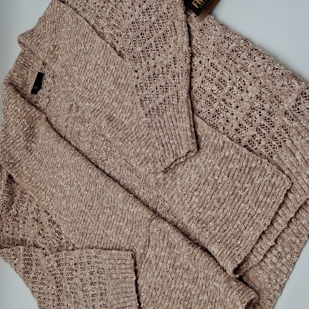 Frye Open Knit Open Front Sweater Cardigan Pale Mauve